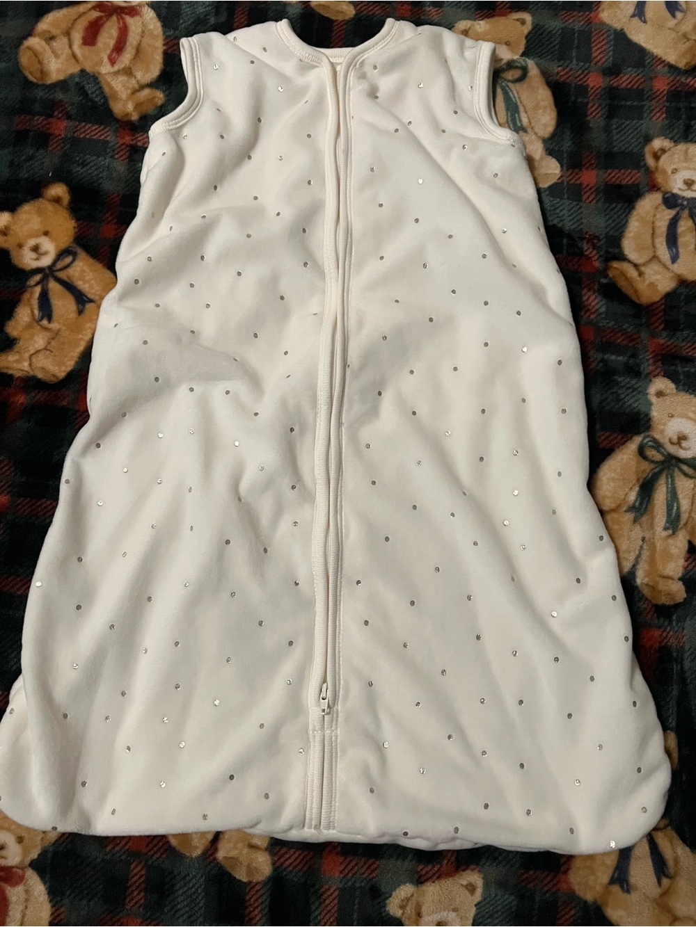 Pottery Barn Kids White Sleep Sack with Subtle Silver Studs